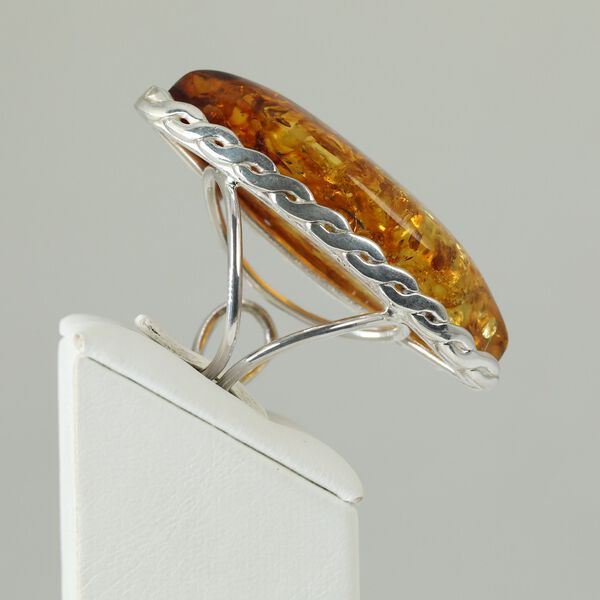 AA Nat&uuml;rlicher Baltischer Bernstein Ring (Gr&ouml;&szlig;e 17.00-20.00) 925 Silber image number 1