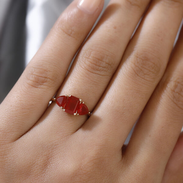 Mexikanischer Kirschfeuer-Opal-Ring, 585 Gelbgold  ca. 1,25 ct image number 3