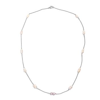 S&uuml;&szlig;wasser Perle Halskette ca. 60 cm, Reiner Edelstahl