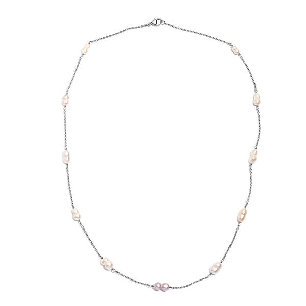 Süßwasser Perle Halskette ca. 60 cm, Reiner Edelstahl image number 3