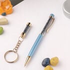 Premium Kollektion - Echter blauer Saphir-Kugelschreiber mit extra Mine und Schlüsselanhänger image number 1