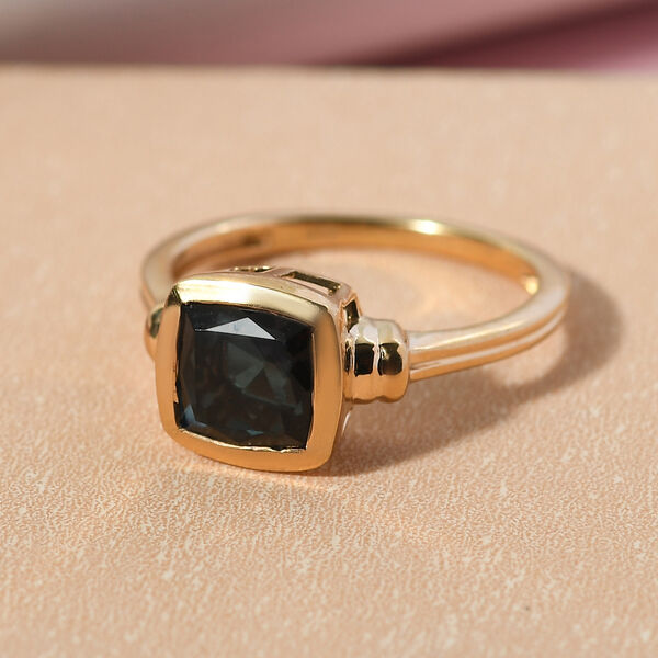 Alexandrit Triplett Quarz Solit&auml;r Ring 925 Silber vergoldet image number 2