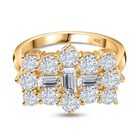 Moissanit Cluster Ring, 925 Silber Gelbgold Vermeil (Größe 17.00) ca. 2.15 ct