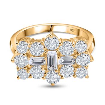 Moissanit Boot Ring in 925 Silber mit Gelbgold Vermeil - 2,15 ct.