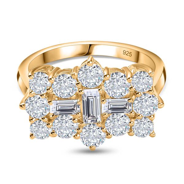 Moissanit Boot Ring in 925 Silber mit Gelbgold Vermeil - 2,15 ct.