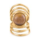 Gelbes Tigerauge Ring Reiner Edelstahl, (Größe 16.00) ca. 5.00 vergoldet 5.00 ct