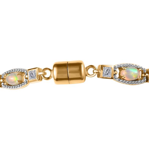 AA Nat&uuml;rlicher, &auml;thiopischer Welo Opal, Wei&szlig;er Topas Armband ca. 20 cm 925 Silber Gelbgold Vermeil ca. 5,59 ct. image number 5