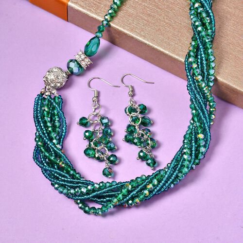 Neongrünes und weißes Kristall-Schmuckset - 247 ct. image number 1