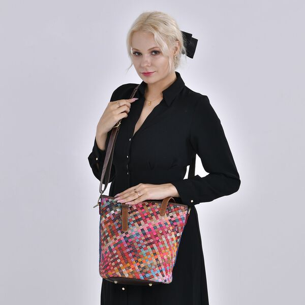 Chaos by Elsie - 100% Echtleder gewebter Tasche mit RFID schutz, 30x27x20 cm image number 2