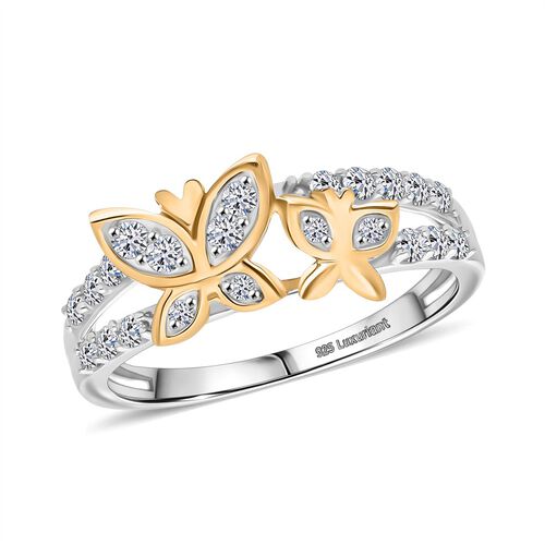 LUXURIANT DIAMOND -Lab Grown Diamant SI-GH Ring 925 Silber Rhodiniert und 750 Gelbgold Vermeil (Größe 17.00) ca. 0.50 ct image number 2