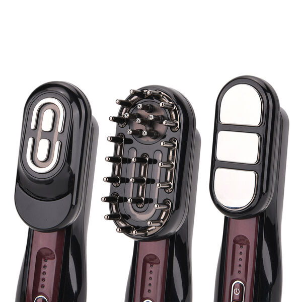 3-in-1 Multifunktionale Massagebürste mit EMS & Lichttherapie, 7,5x7x21,5cm, Weinrot image number 5