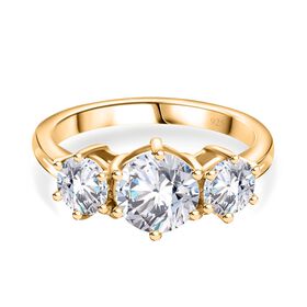 Moissanit Ring, 925 Silber 750 Gelbgold Vermeil - 2,06 ct.