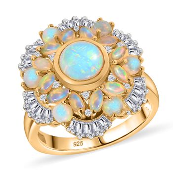 Ballerina Bloom AA Nat&uuml;rlicher, &auml;thiopischer Welo Opal Ring 925 Silber 750 Gelbgold Vermeil (Gr&ouml;&szlig;e 20.00) ca. 3.11 ct