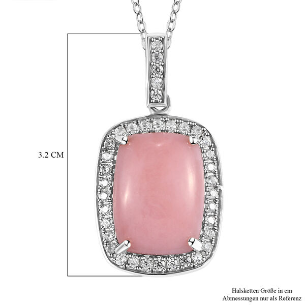 Rosa Opal und Zirkon Anh&auml;nger mit 50cm Kette - 8,92 ct. image number 6