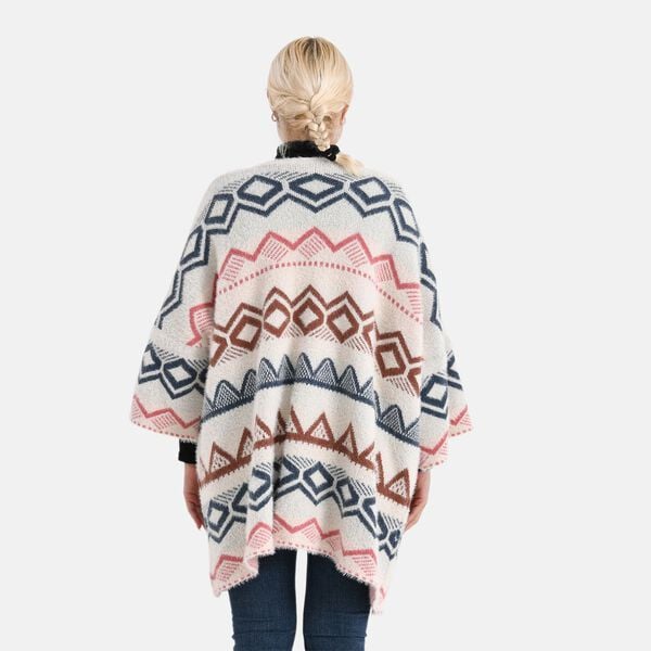 La Marey - Aztekenmuster-Cardigan, One Size, 75x85cm, Rosa image number 1