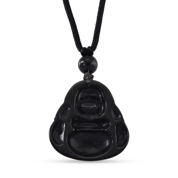 Majest&auml;tischer W&auml;chter - Schwarzer Jadeit-Buddha Halskette Flexibles (ca. 66 cm) ca. 18,00 ct. image number 4