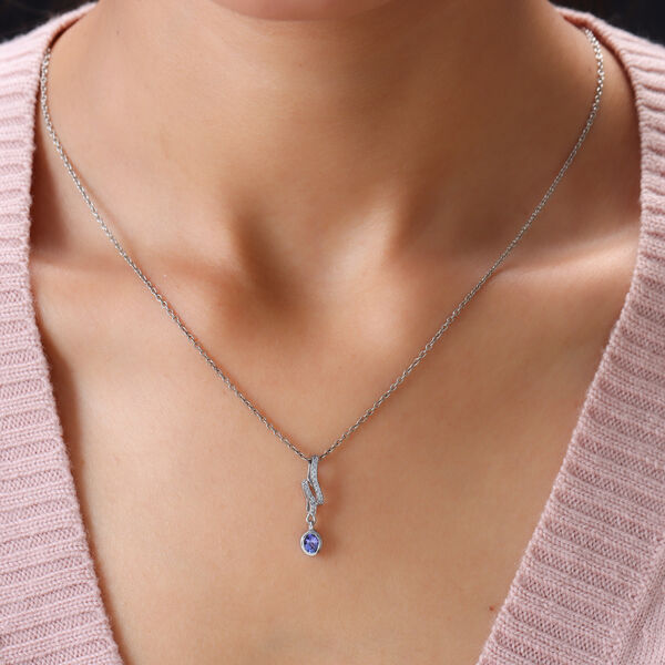 Tansanit und Zirkon Anh&auml;nger 925 Silber platiniert ca. 0,46 ct image number 2