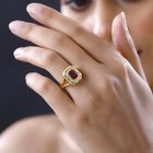 Afrikanischer Rubin (Fissure gefüllt), Weißer Zirkon Ring, 925 Silber vergoldet (Größe 16.00) ca. 2.55 ct image number 2