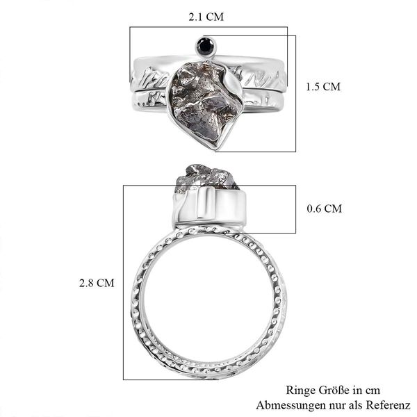 2er-Set- Meteorit und schwarze Spinell-Ringe - 9,04 ct. image number 8