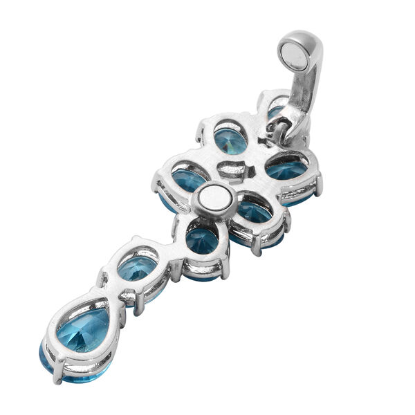 Simulierter Blauer Diamant Halskette40+10 cm Edelstahl ca. 24,40 ct image number 3