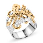 Royal Bali - 925 Silber Gelbgold 916 Vermeil Oktopus Ring (Größe 19.00) ca. 8,84g