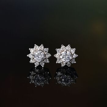 LUXURIANT SI Labor Diamant Halo Ohrringe, 925 Silber rhodiniert - 0,50 ct.