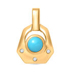 AA Amerikanischer Natürlicher Sleeping Beauty Türkis, Weißer Zirkon Art Deco Anhänger 925 Silber 750 Gelbgold Vermeil ca. 0.51 ct