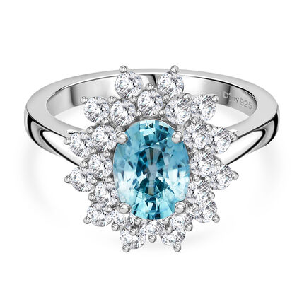 D'Joy AA Blauer Zirkon, Wei&szlig;er Zirkon Ring 925 Silber rhodiniert (Gr&ouml;&szlig;e 20.00) ca. 3,25 ct