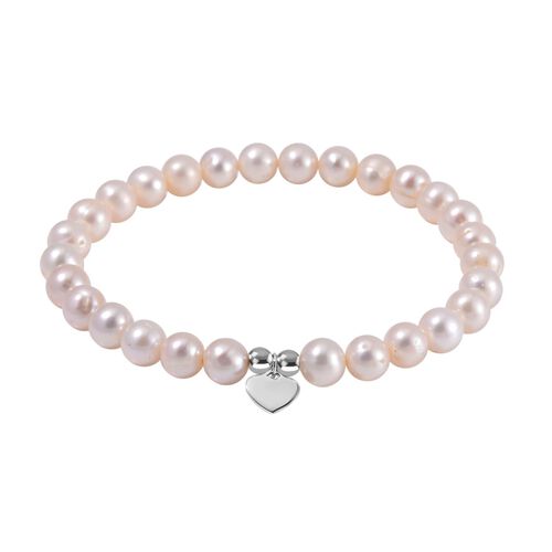 Weiße Süßwasser Perle Armband ca. BR-Stretch cm 925 Silber rhodiniert image number 0
