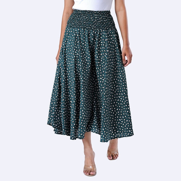 Weit geschnittene Freizeithose, Smockbund, 85x39cm, Grün und weiß image number 5