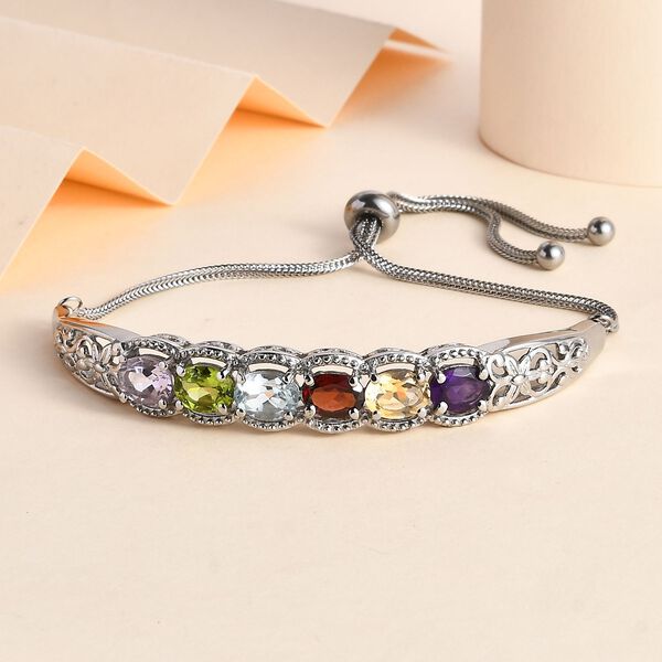 Verstellbares, mehrfarbiges Edelstein-Armband, 16-26cm - 6,20 ct. image number 8