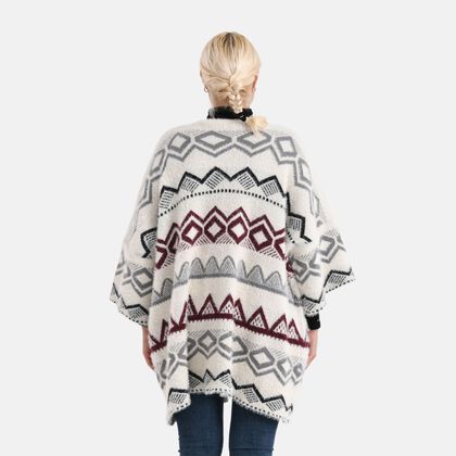 La Marey - Aztekenmuster-Cardigan, One Size, 75x85cm, Grau