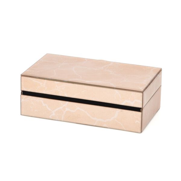 2er-Set Glas-Schmuckbox mit Marmormuster, 28x18x10cm (L) und 21x12x7cm (S), Crème image number 6