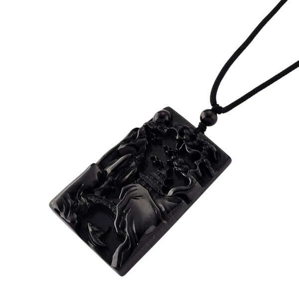 Majest&auml;tischer W&auml;chter - Schwarzer Jadeit-Guan Gong, Halskette Flexibles cm ca. 125.00 ct image number 3