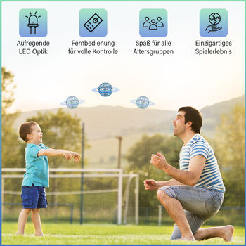 Fliegender Ball mit LEDs und Fernsteuerung, 9x9cm, blau