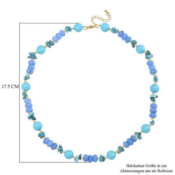 Sleeping Beauty Farbe Muschelkernperle (9-11 mm), Blauer Achat Halskette ca. 45 cm+ 5 cm Extender, vergoldet image number 5