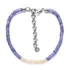 Tansanit und natürliches, äthiopisches Welo Opal-Armband, 19 cm, 925 Silber ca. 25,43 ct