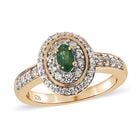 Sambischer Smaragd und Zirkon doppelter Halo-Ring in Silber image number 3