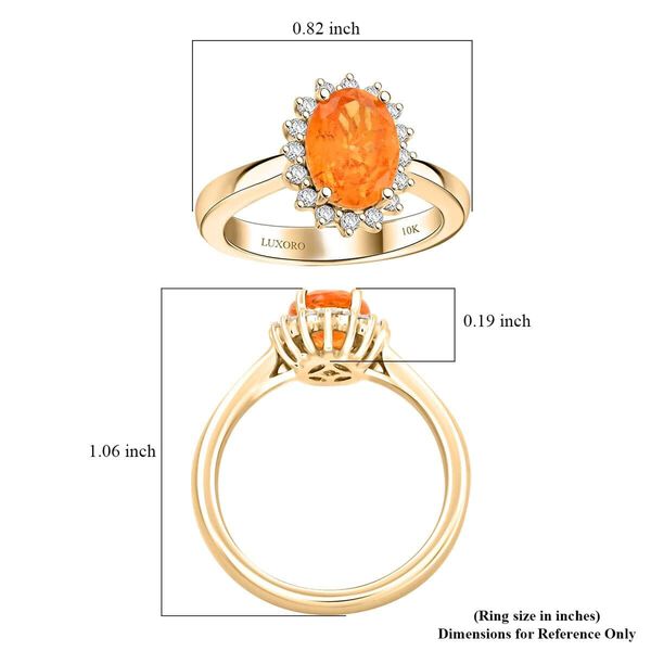 LUXORO zertifiziert und geprüft AAA Fanta Granat und Diamant Halo Ring in 417 Gold - 1,70 ct. image number 5