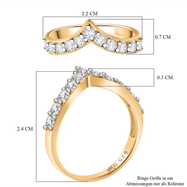 Moissanit Ring 925 Silber Gelbgold Vermeil (Gr&ouml;&szlig;e 16.00) ca. 0,68 ct image number 5