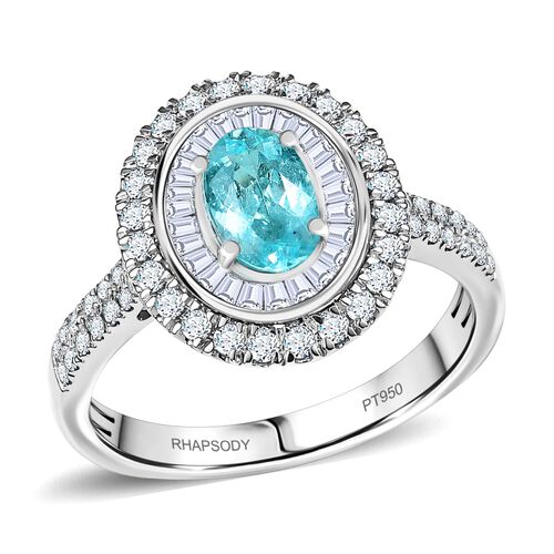RHAPSODY zertifiziert und geprüft AAAA Paraiba Turmalin und VS-EF Diamant Ring in 950 Platin - 2,08 ct. image number 0