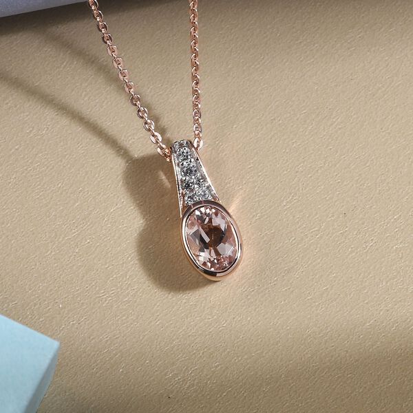 Morganit wei&szlig;er Zirkon-Anh&auml;nger mit Kette, 925 Silber Ros&eacute;gold Vermeil ca. 0.85 ct image number 3