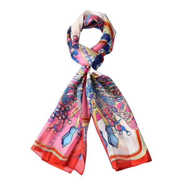 LA MAREY: Bedruckter Schal aus 100% Maulbeerseide, Kronenleuchter-Muster, inkl. Geschenkbox, Mehrfarbig&nbsp; image number 3