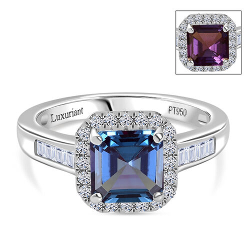 AAA Lab Grown Alexandrite, Lab Grown Diamant Ring 950 Platin (Größe 18.00) ca. 2,30 ct image number 0
