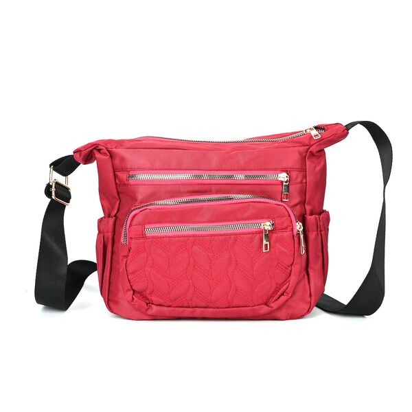 Passage - Multifächer Crossbody Tasche aus Wasserabweisender Nylon und verstellbarer Riemen, voll RFID schutz, 28 x 22 x 10 cm, Rosa