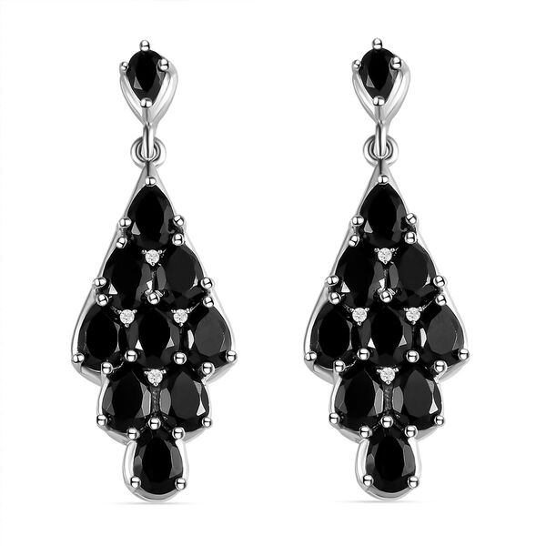 Schwarze Spinell Ohrringe, 925 Silber platiniert ca. 11,75 ct