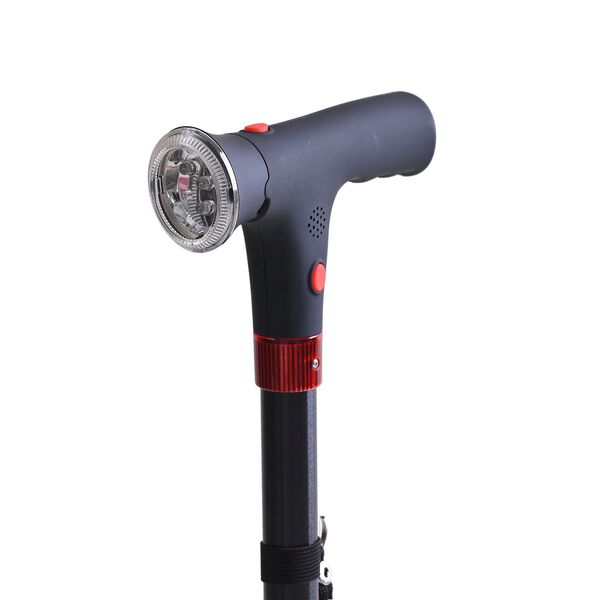 Klappbarer Smart-Walking-Stick mit drehbarem LED-Frontlicht und SOS-Alarm, Schwarz image number 6