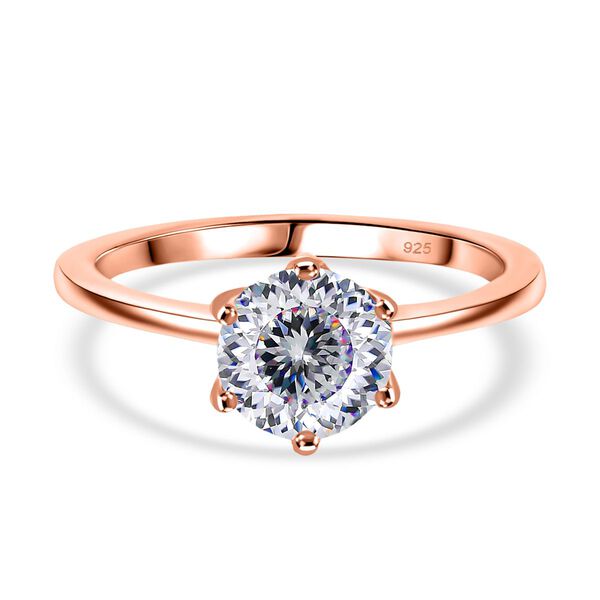 D&rsquo;Joy Moissanit Ring, 925 Silber mit E-Beschichtung Ros&eacute;gold - 1,26 ct.