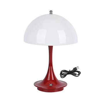 Designerlampe: Kabellos dimmbare Pilz-Tischlampe mit 3 Lichteinstellungen, rot