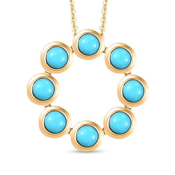 Amerikanischer, nat&uuml;rlicher Sleeping Beauty T&uuml;rkis Kreis des Lebens Anh&auml;nger mit Kette in Silber, 2,18 ct.